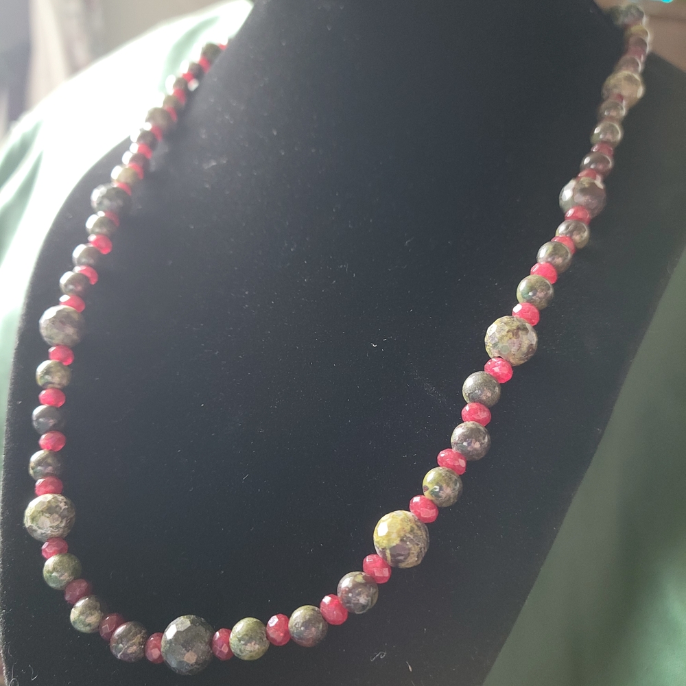 "The Druid's Heart"; Genuine Faceted Ruby & Bloodstone Handmade Artisan Necklace